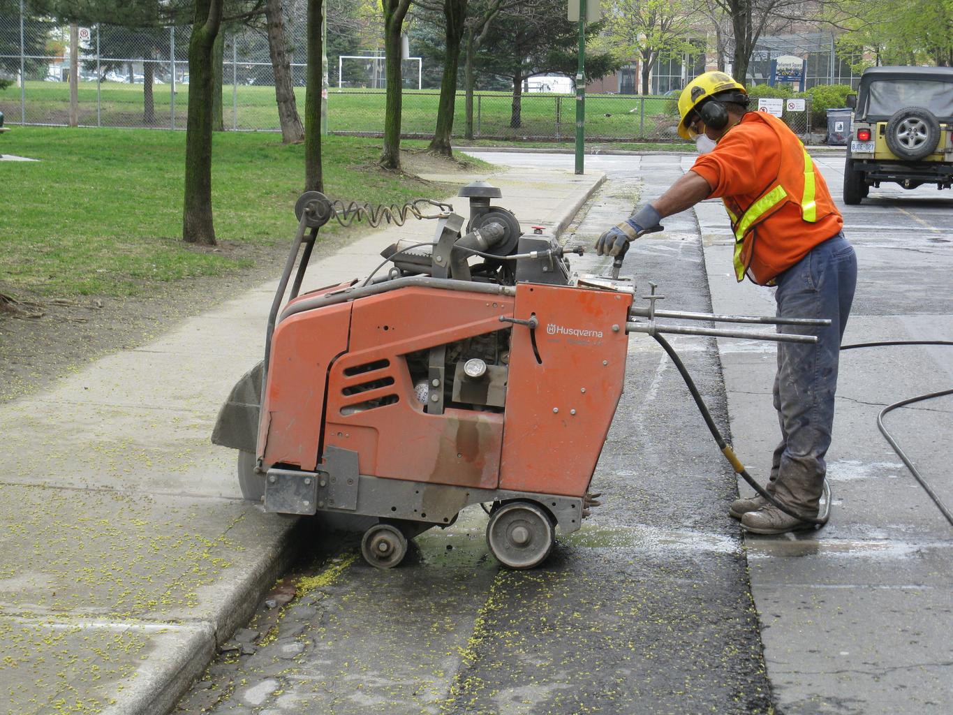 Concrete cutting on a job site